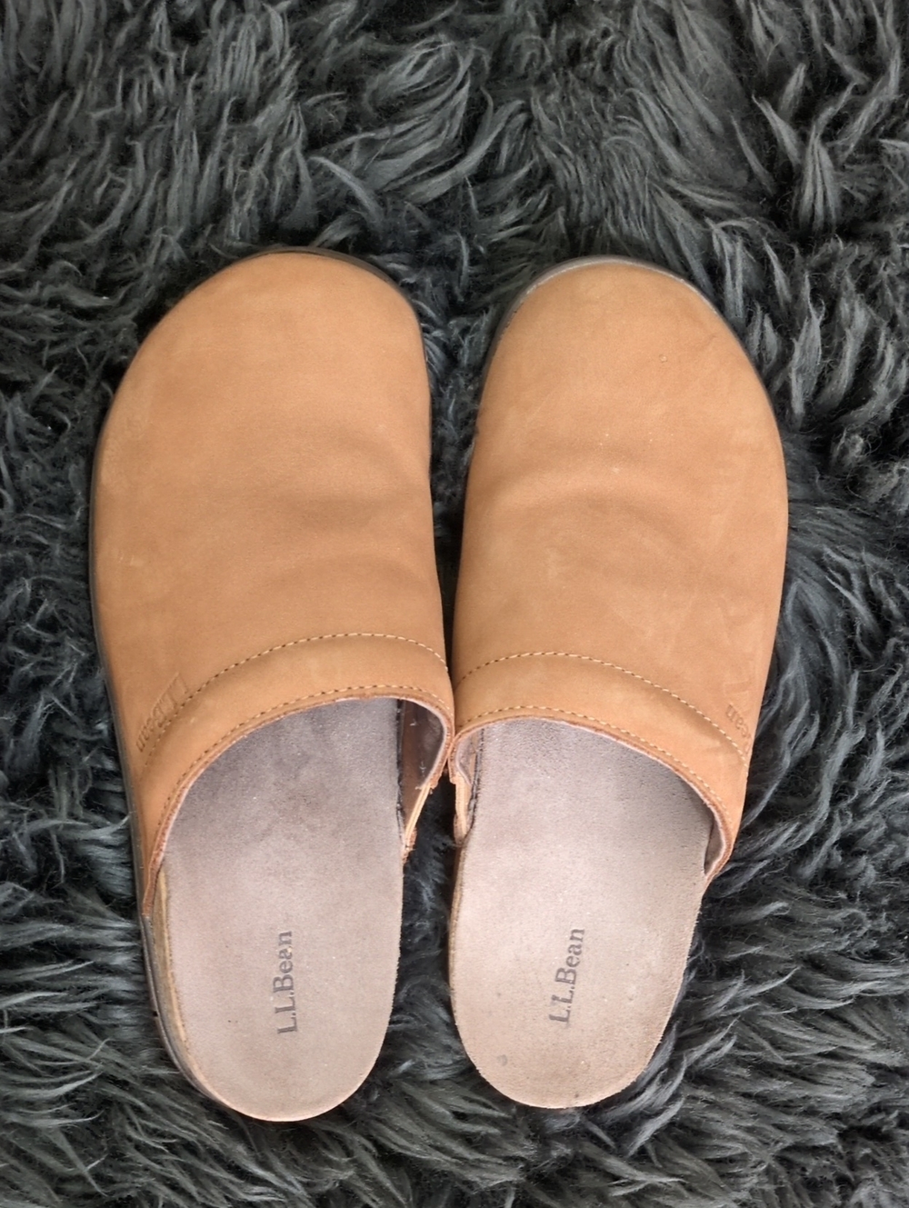 L.L.Bean Chestnut Leather Slip-On Clogs Women's Size 7